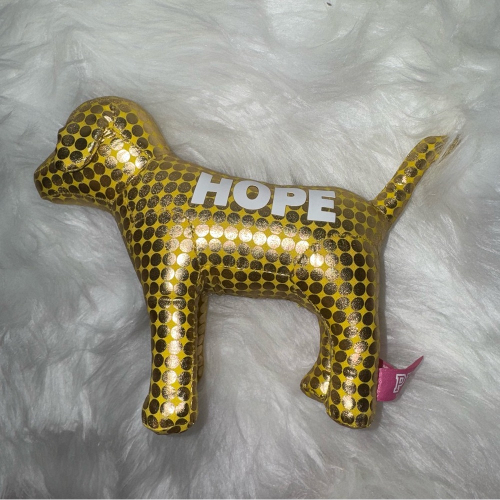 Victorias Secret Rare 2000s NWOT HTF Mini Dog Metallic Gold HOPE